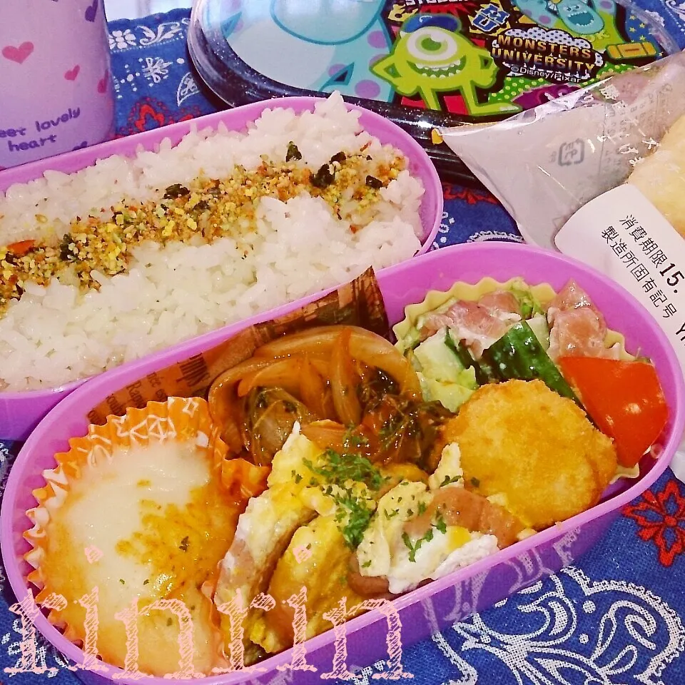 Snapdishの料理写真:5*2 JC部活弁当～厚切りハム卵～♪|rinrin*mama*さん