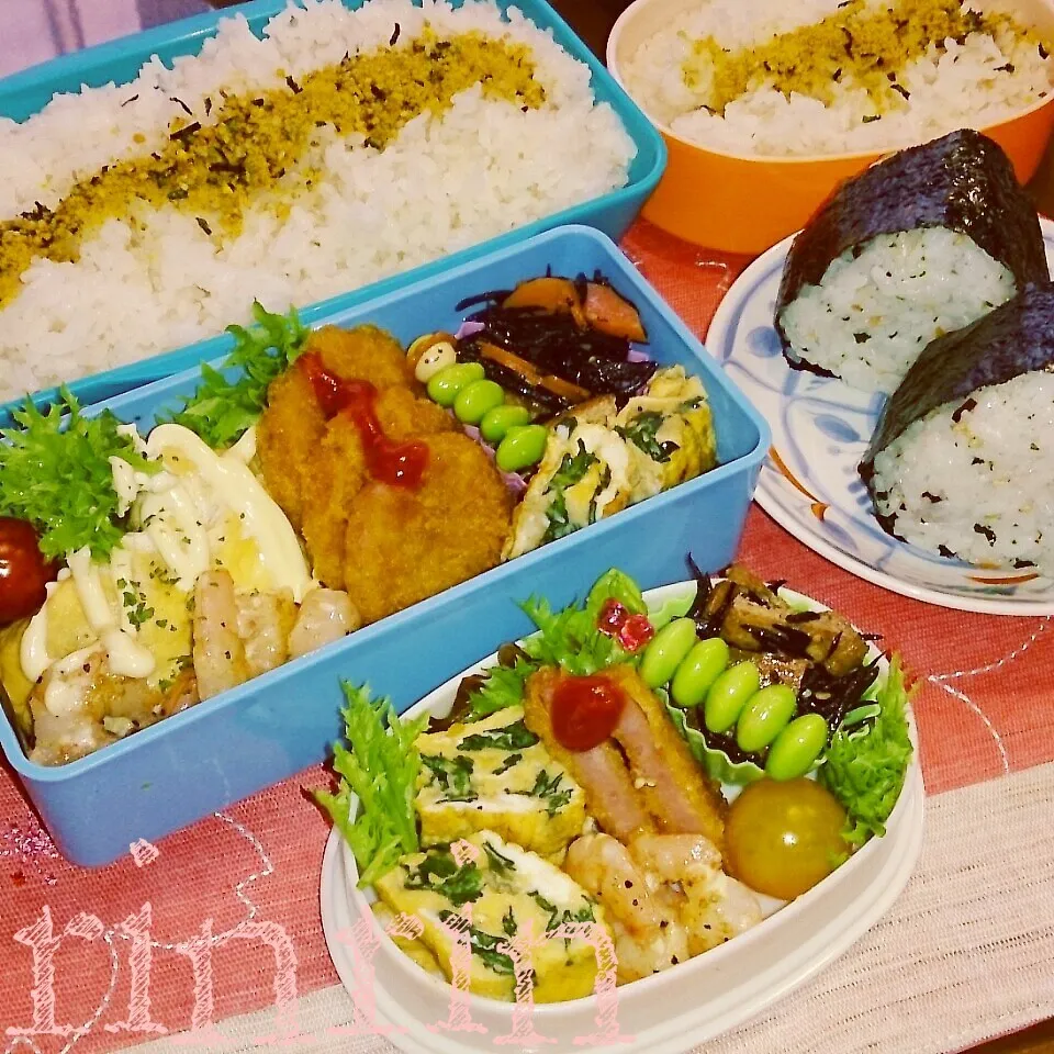 4*28 高二男子弁当＆自分弁当～ほうれん草卵焼き～♪|rinrin*mama*さん