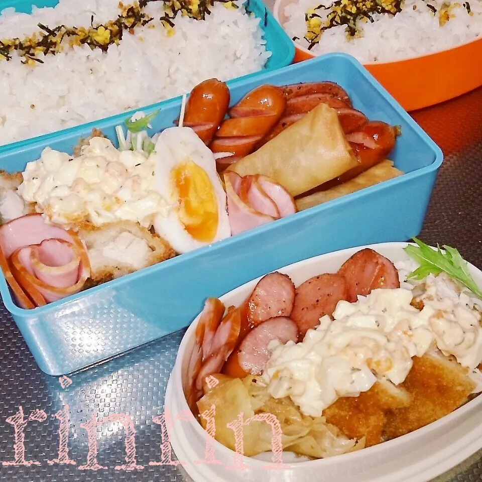 4*9 高2男子弁当&自分弁当～ﾀﾙﾀﾙさわらフライ～♪|rinrin*mama*さん