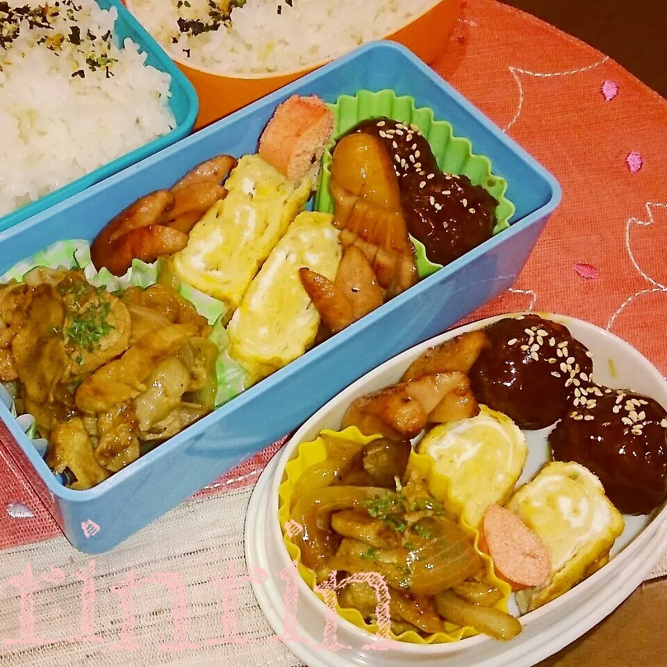 4*8 祝☆高二男子弁当＆自分弁当～しょうが焼き～♪|rinrin*mama*さん