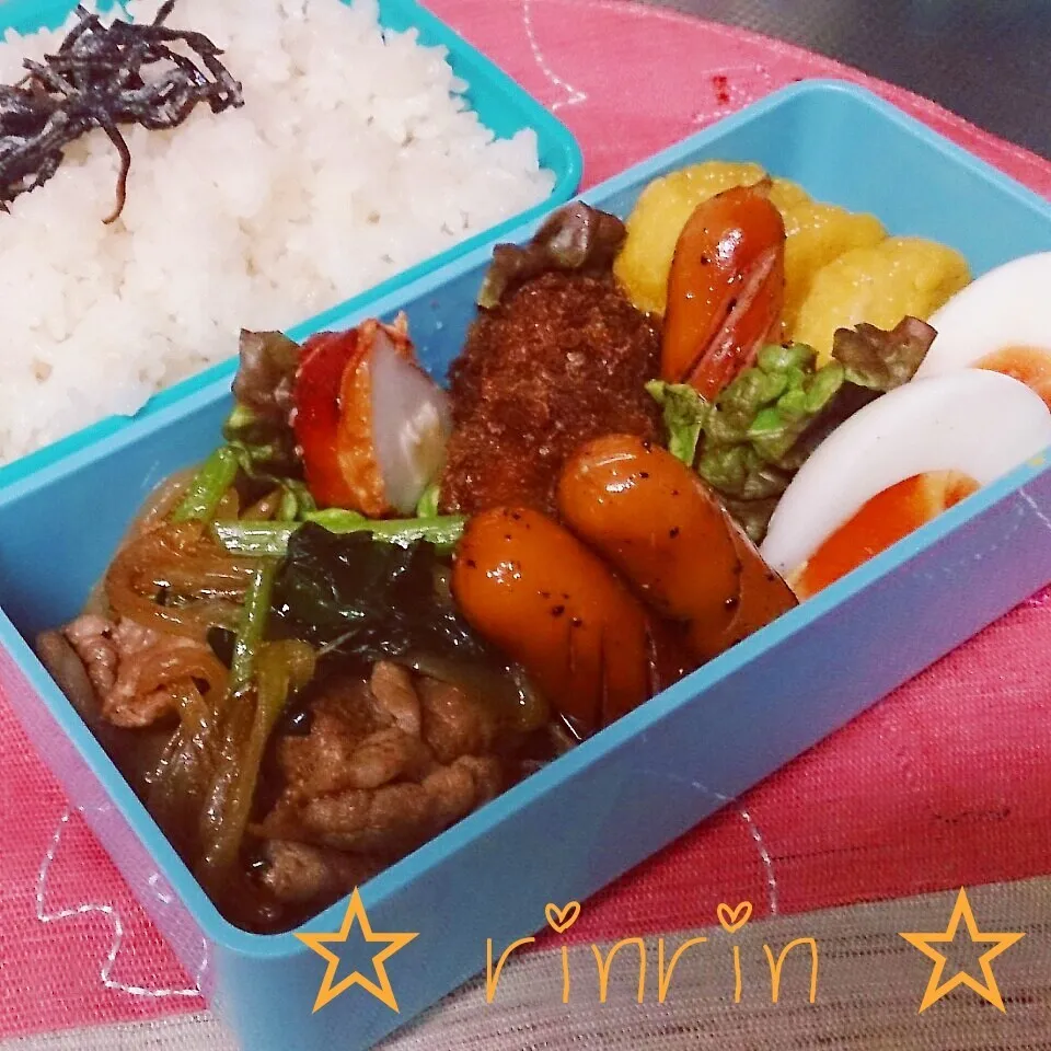 Snapdishの料理写真:3*16 高一男子弁当～しょうが焼き～♪|rinrin*mama*さん