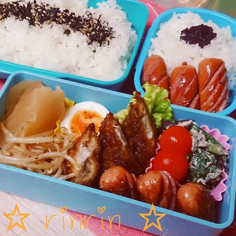 Snapdishの料理写真:2*20 高一男子弁当～ほうれん草サラダ～♪|rinrin*mama*さん