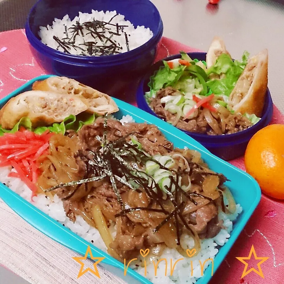 2*3  高一男子弁当&自分弁当～牛丼～♪|rinrin*mama*さん