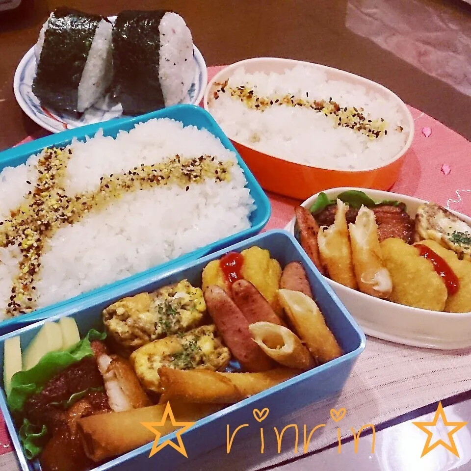 2*2 高一男子弁当&自分弁当～ひき肉卵焼き～♪|rinrin*mama*さん