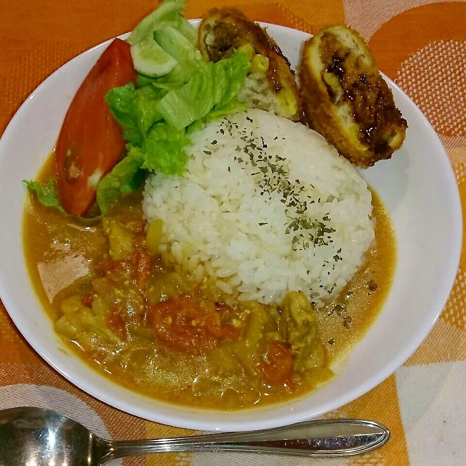 7*15  バターチキンカレー＆おからポテトコロッケ～♪|rinrin*mama*さん