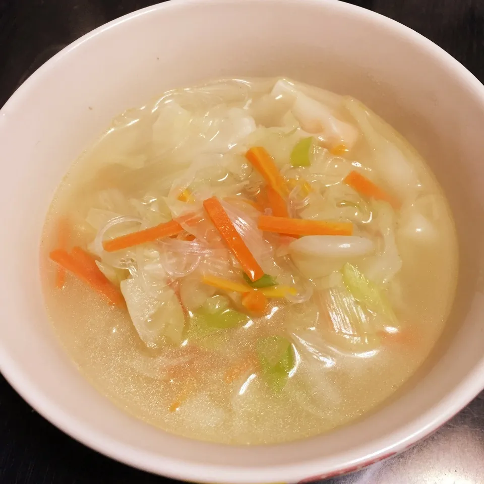 ワンタン春雨スープ|わさびまめさん