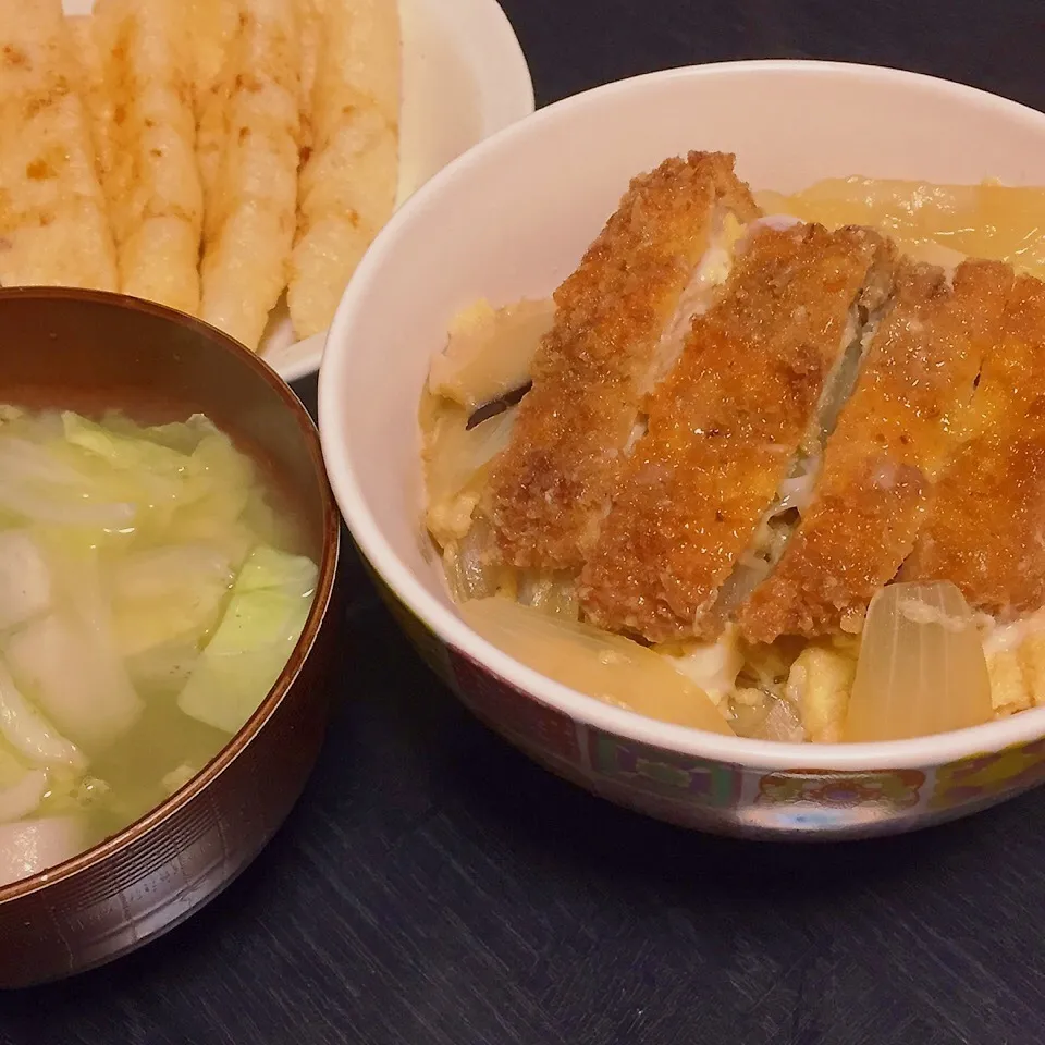 カツ丼と油揚げ焼き|わさびまめさん