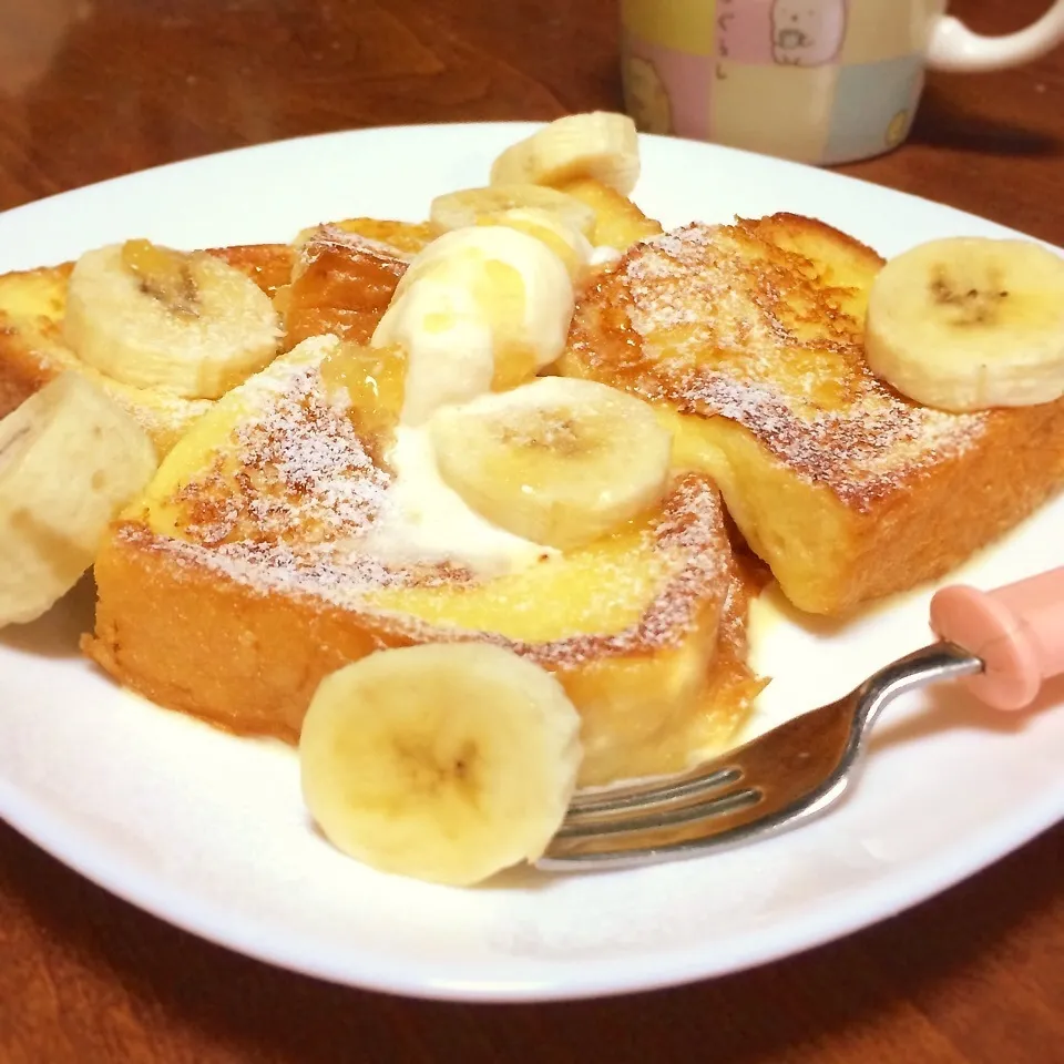 Snapdishの料理写真:バナナフレンチトースト♪|あるぱかさん