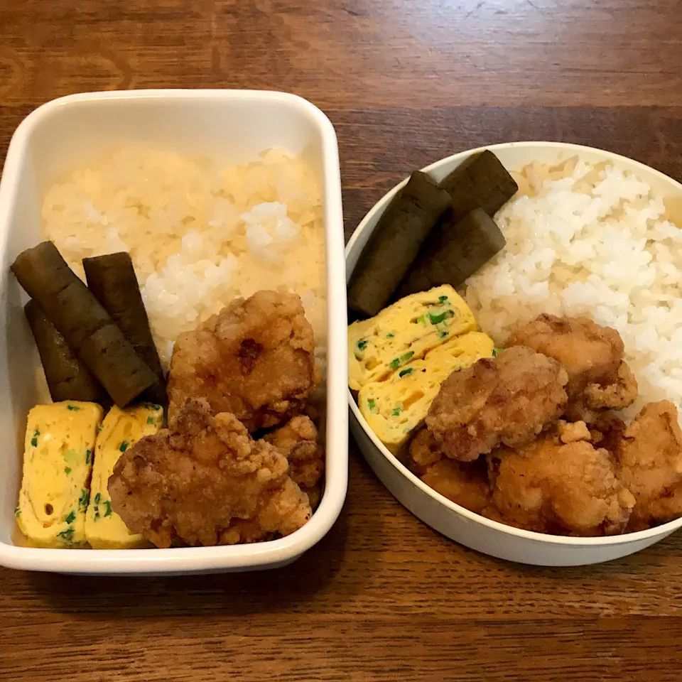 Snapdishの料理写真:父ちゃん＆予備校生弁当|tenoaさん