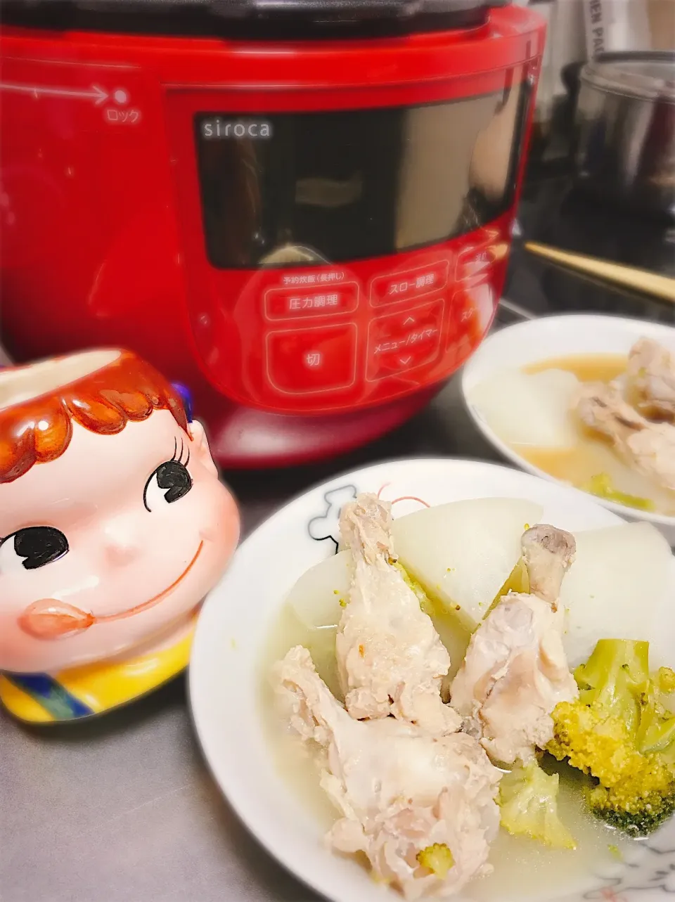 Snapdishの料理写真:電気圧力鍋で♡手羽元と大根の甘酒煮。|ぽき。さん