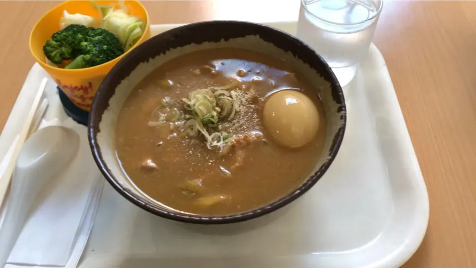 カレー南蛮蕎麦、玉子、温野菜|おっちさん