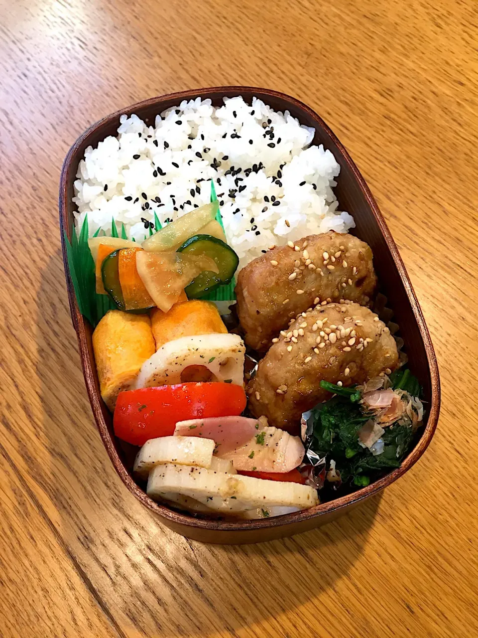 高校生息子のお弁当  鶏つくね #わっぱ弁当|まつださんさん