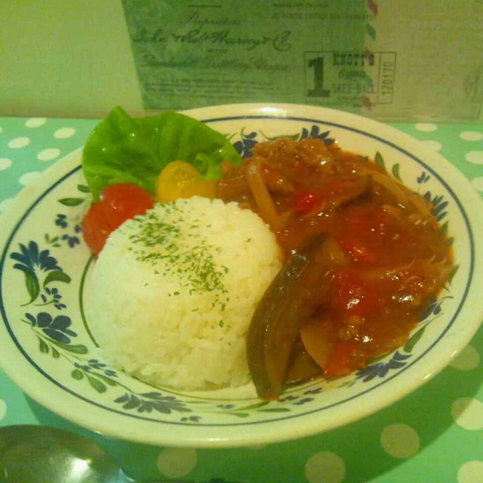 Snapdishの料理写真:ナスと牛肉のトマト煮♪|sayakaさん