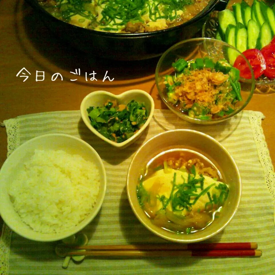 Snapdishの料理写真:今日の夕ごはん・肉とうふ鍋|sayakaさん