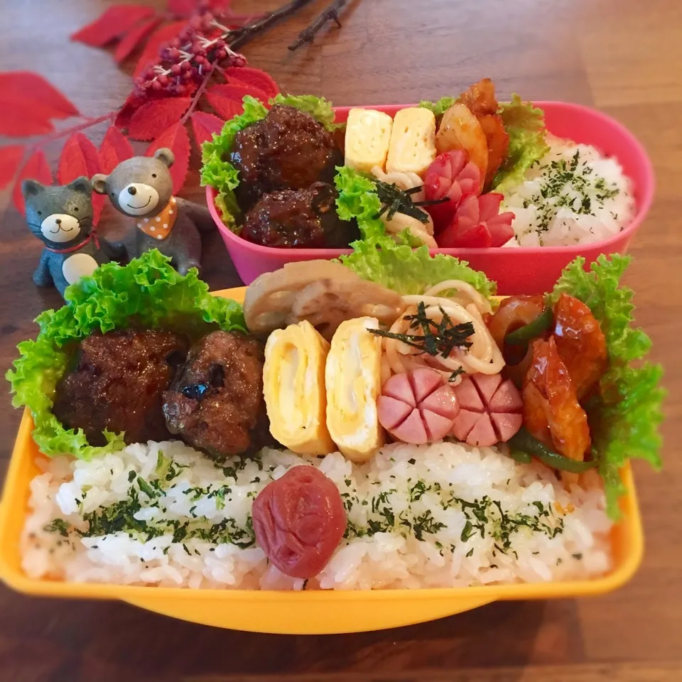 Snapdishの料理写真:茄子入り照り焼き肉団子弁当|rinrinさん