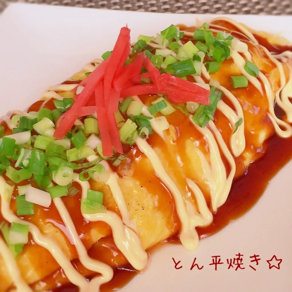 お昼ゴハンにとん平焼き♪|rinrinさん