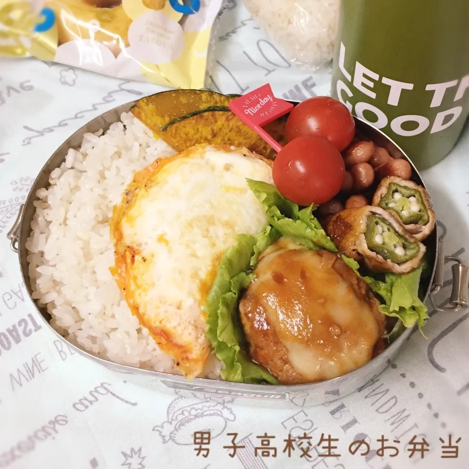 Snapdishの料理写真:高1男子のお弁当 ハンバーグ|チャコさん