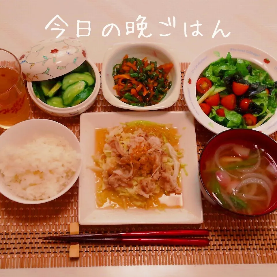 Snapdishの料理写真:豚バラとキャベツの塩バタポン酢|かおりんさん