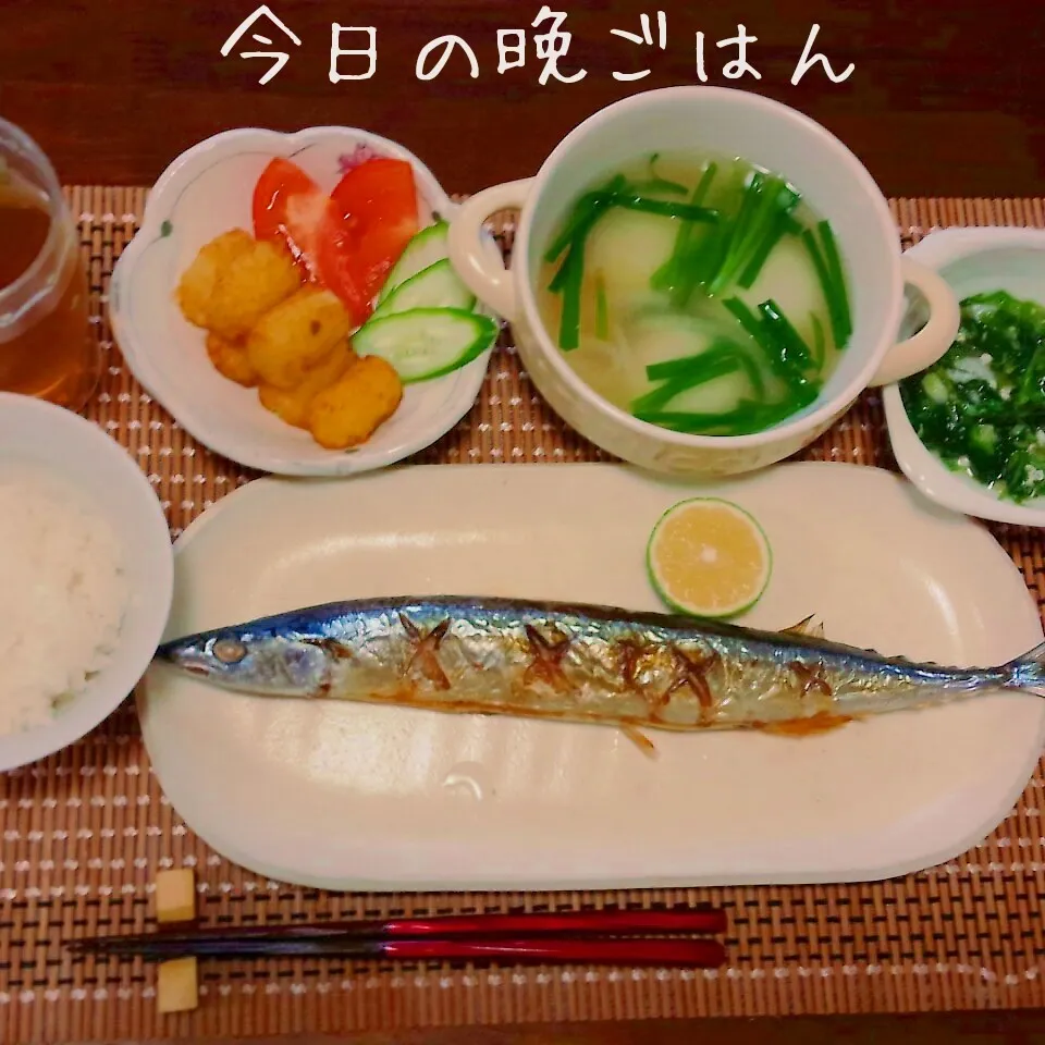 Snapdishの料理写真:秋刀魚の塩焼き|かおりんさん