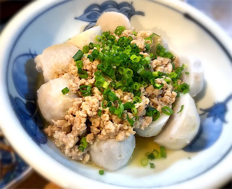 蒸し里芋の鶏そぼろ餡かけ|じゅんさんさん