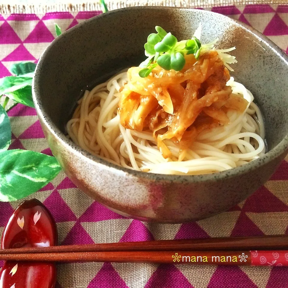 味噌ダレアレンジ♡お素麺で1人ごはん♡|まなまな♡さん