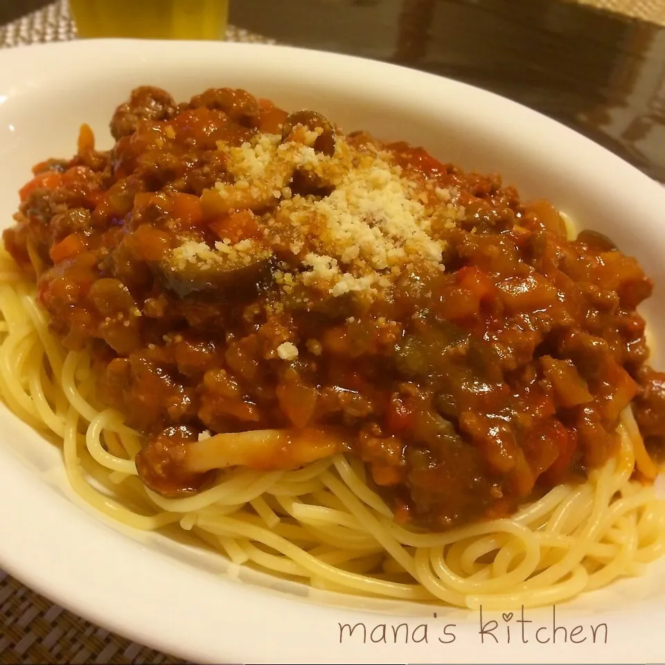 ♡ナスのボロネーゼパスタ♡|まなまな♡さん