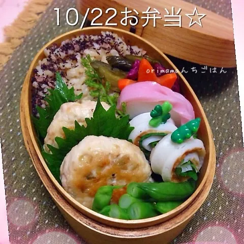 Snapdishの料理写真:鶏ささみの青唐辛子入りつくねのシンプル弁当☆|chouchouさん