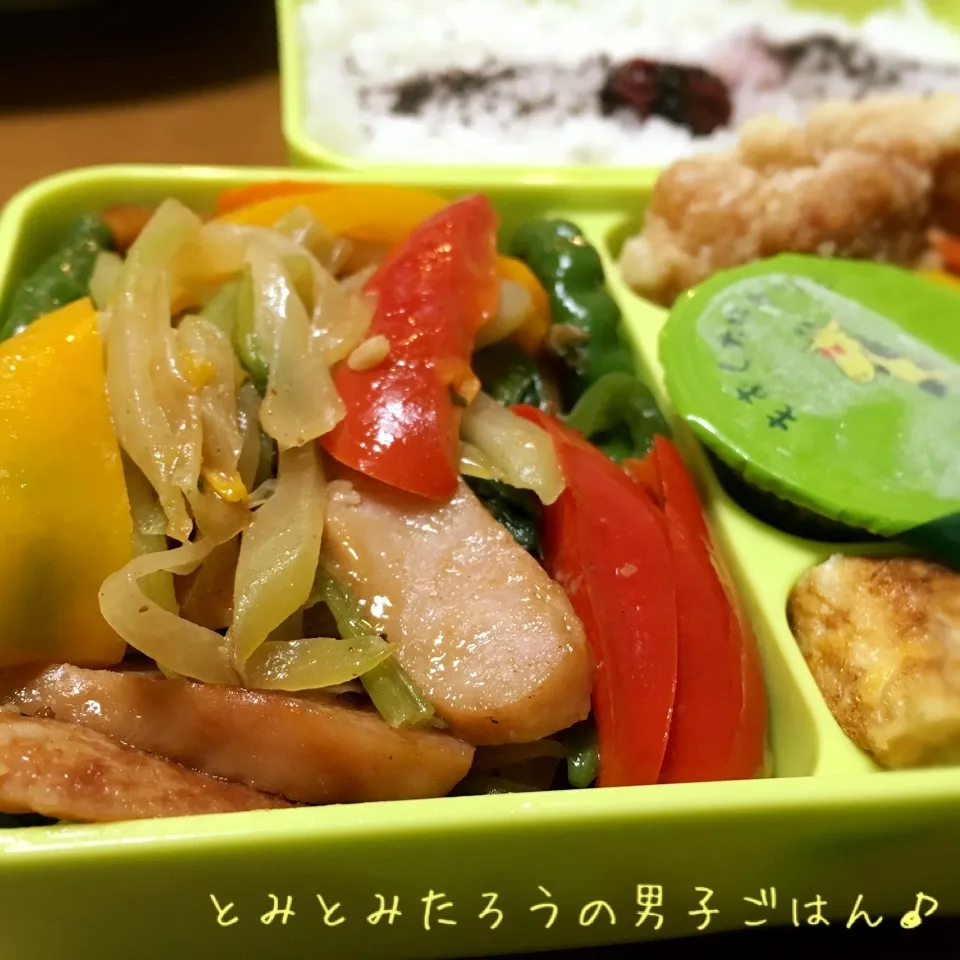 青パパイヤ炒め弁当♪|とみとみたろうの男子ごはん♪さん