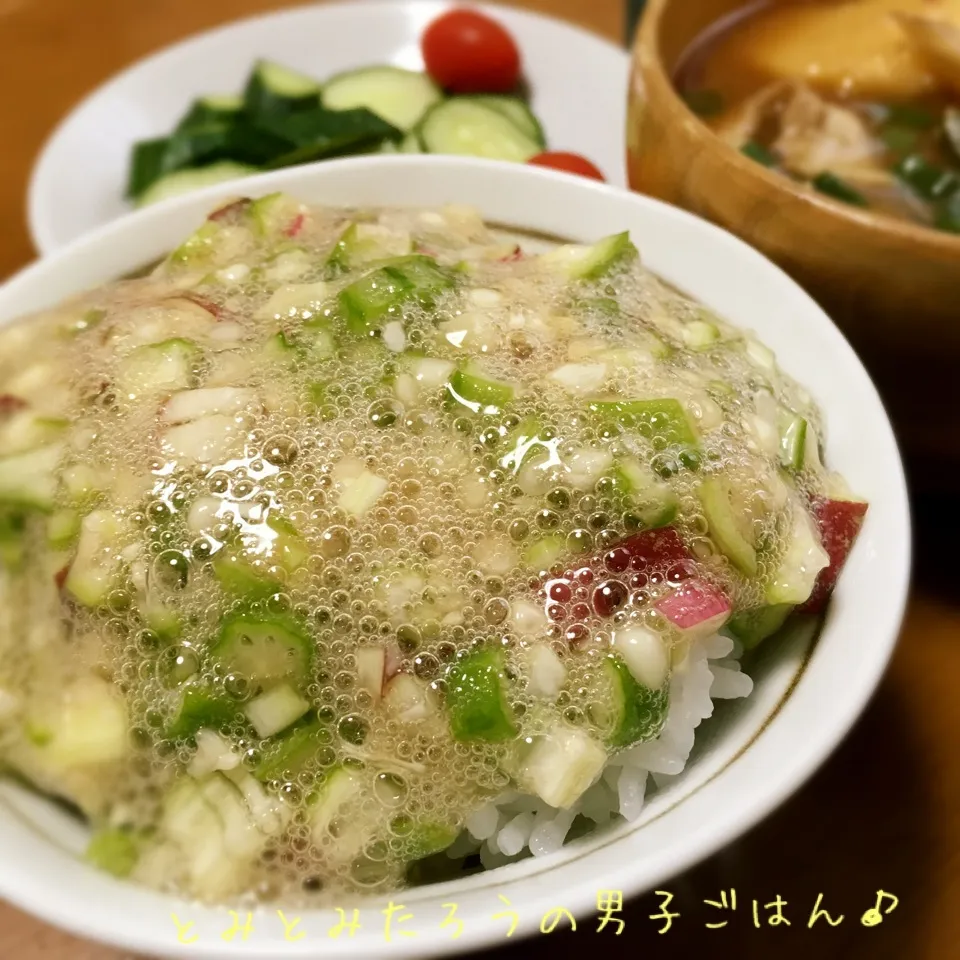 生オクラdeカラフルネバネバまっくす丼♪|とみとみたろうの男子ごはん♪さん