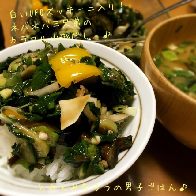 Ufoズッキーニ入り ネバネバ三兄弟なカラフル山形だし丼 とみとみたろうの男子ごはん Snapdish スナップディッシュ Id 0cztja