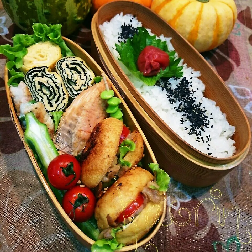 Snapdishの料理写真:鮭弁当♪今日の旦那弁★|かおりん✴︎❤︎さん