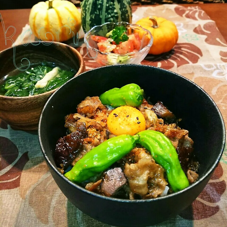 ジューシー茄子と豚のしょうが焼き丼♪|かおりん✴︎❤︎さん