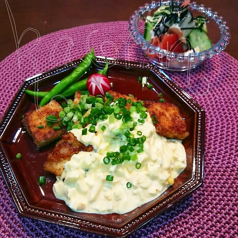 カリカリ焼き醤油豆腐２種ソースタルタルバージョン♪|かおりん✴︎❤︎さん