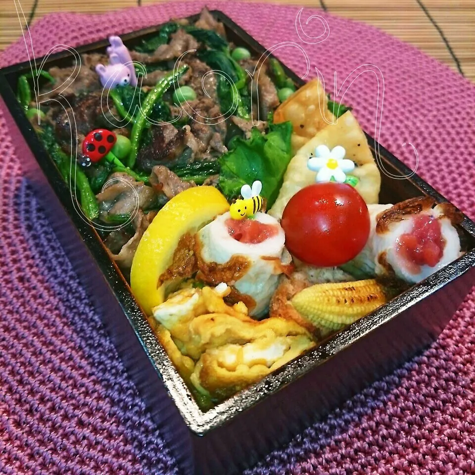 今日の旦那弁♪焼き肉弁当(*μ_μ)♪|かおりん✴︎❤︎さん