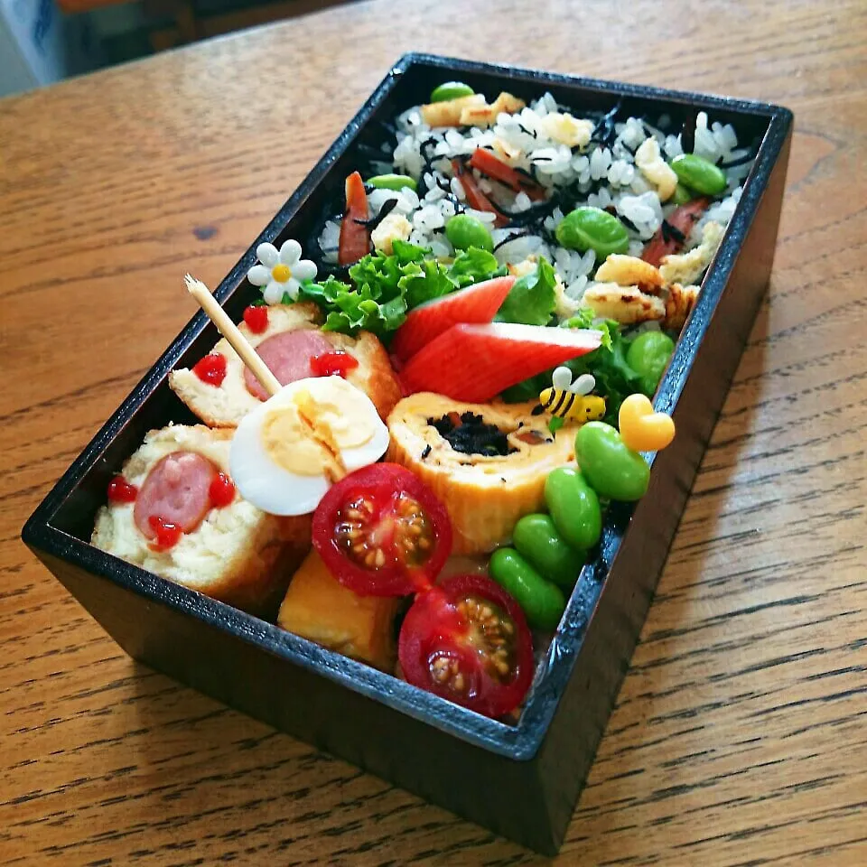 今日の旦那弁当☆アメリカンドッグ弁当♪|かおりん✴︎❤︎さん