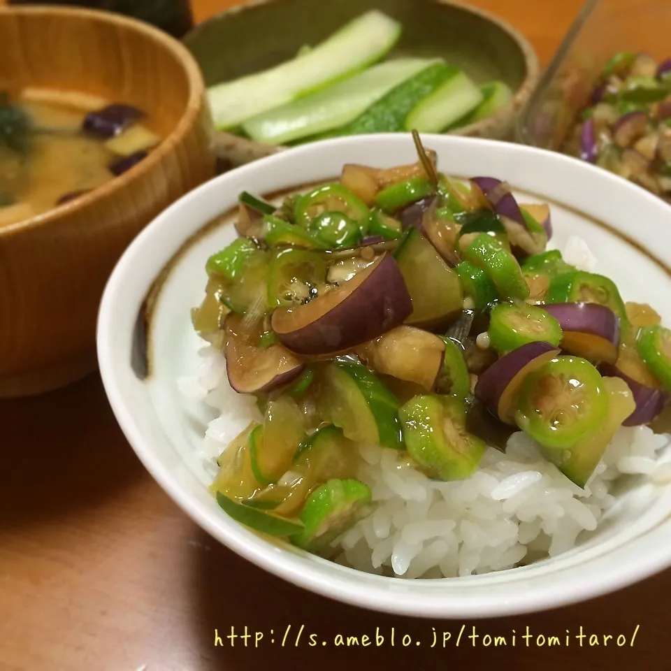 Snapdishの料理写真:スタミナ朝ごはん！山形だし丼〜♪|とみとみたろうの男子ごはん♪さん