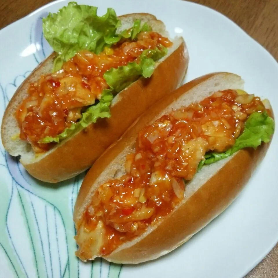 鳥むね肉のチリソースサンド|ひろにぃさん