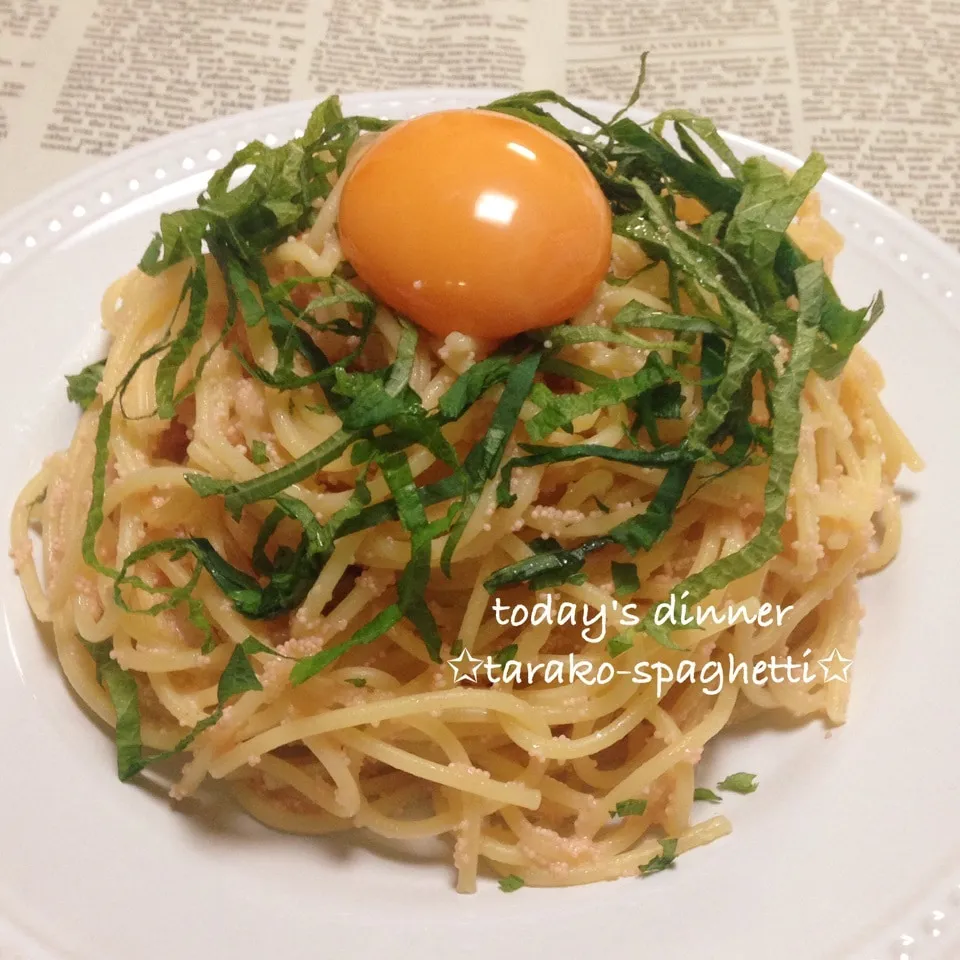 Snapdishの料理写真:♡♡ななちさんのたらこパスタたまごのせ♡♡|ユッキーさん