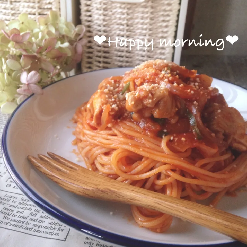 Snapdishの料理写真:♡♡朝からうまうまパスタたべてご機嫌morning♡♡|ユッキーさん