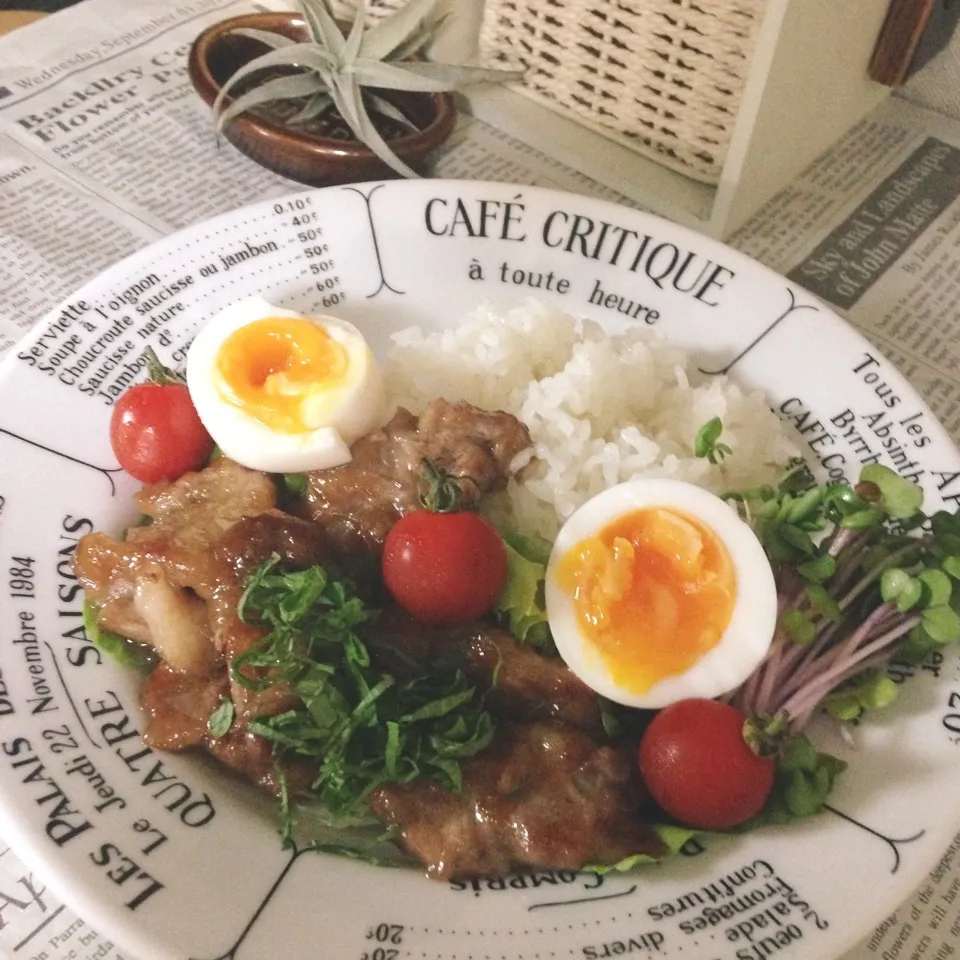 ♡からたんの和風玉ポンポークソテー丼♡|ユッキーさん