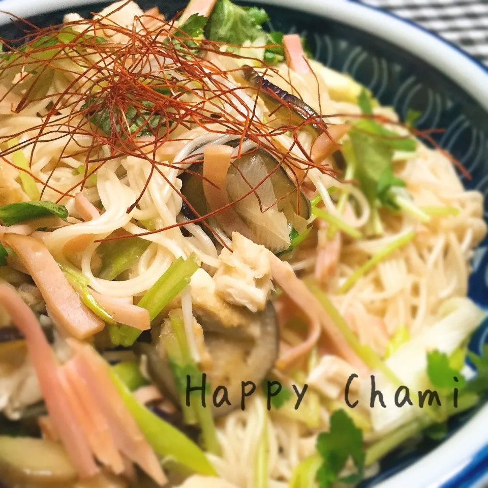 素麺でなんちゃって焼きビーフン|chamiさん