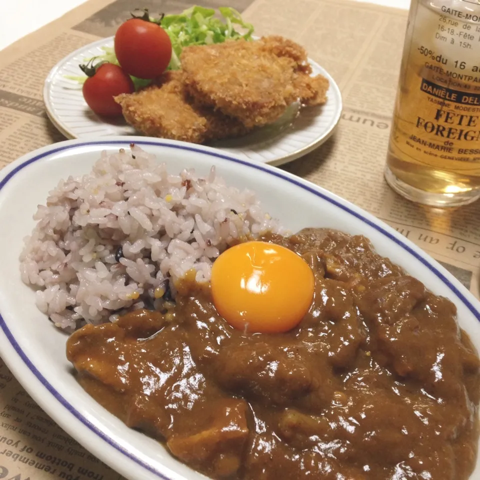 Snapdishの料理写真:♡♡チキンカレー&ヒレカツ♡♡|ユッキーさん