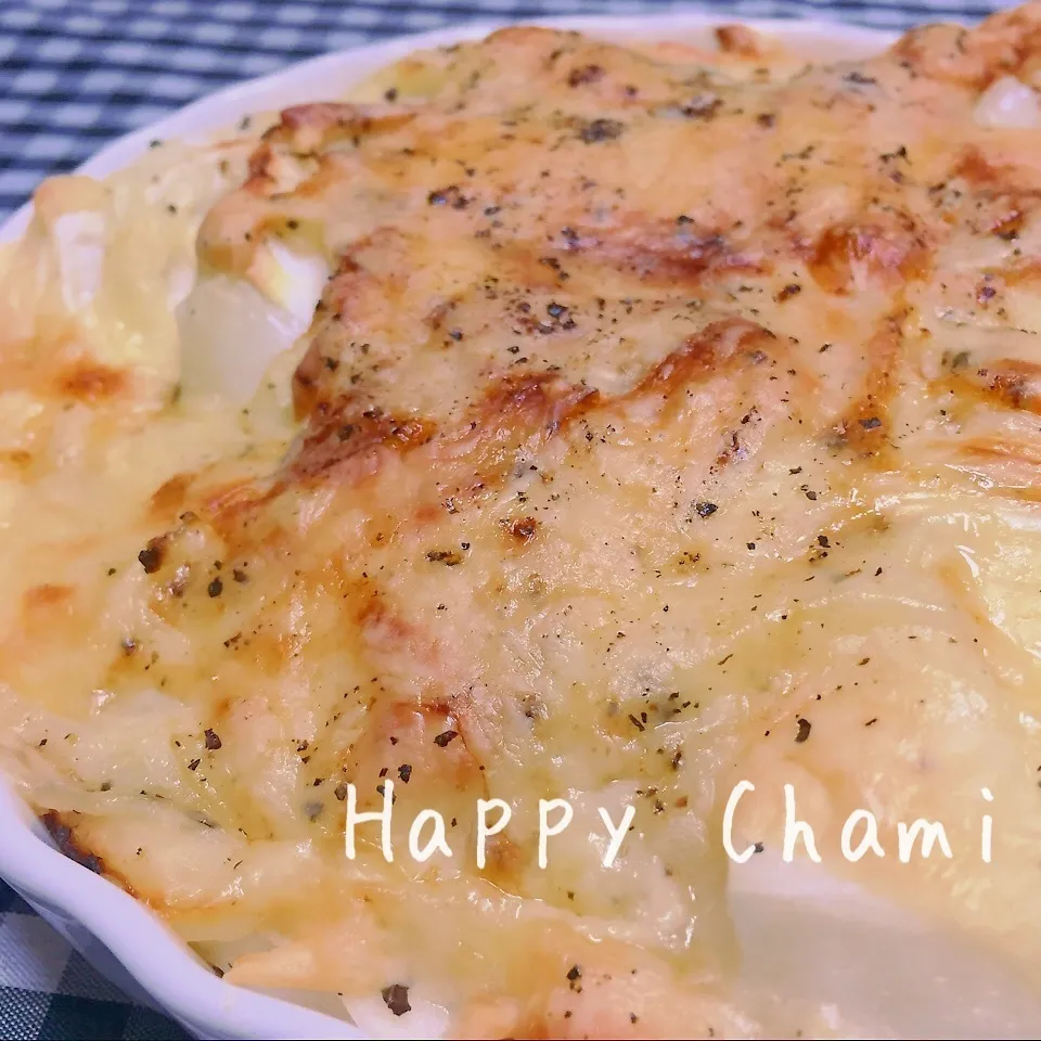 お餅とはんぺんのオニオンチーズ焼き|chamiさん