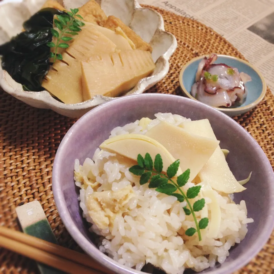 Snapdishの料理写真:♡♡たけのこごはん&若竹煮♡♡|ユッキーさん