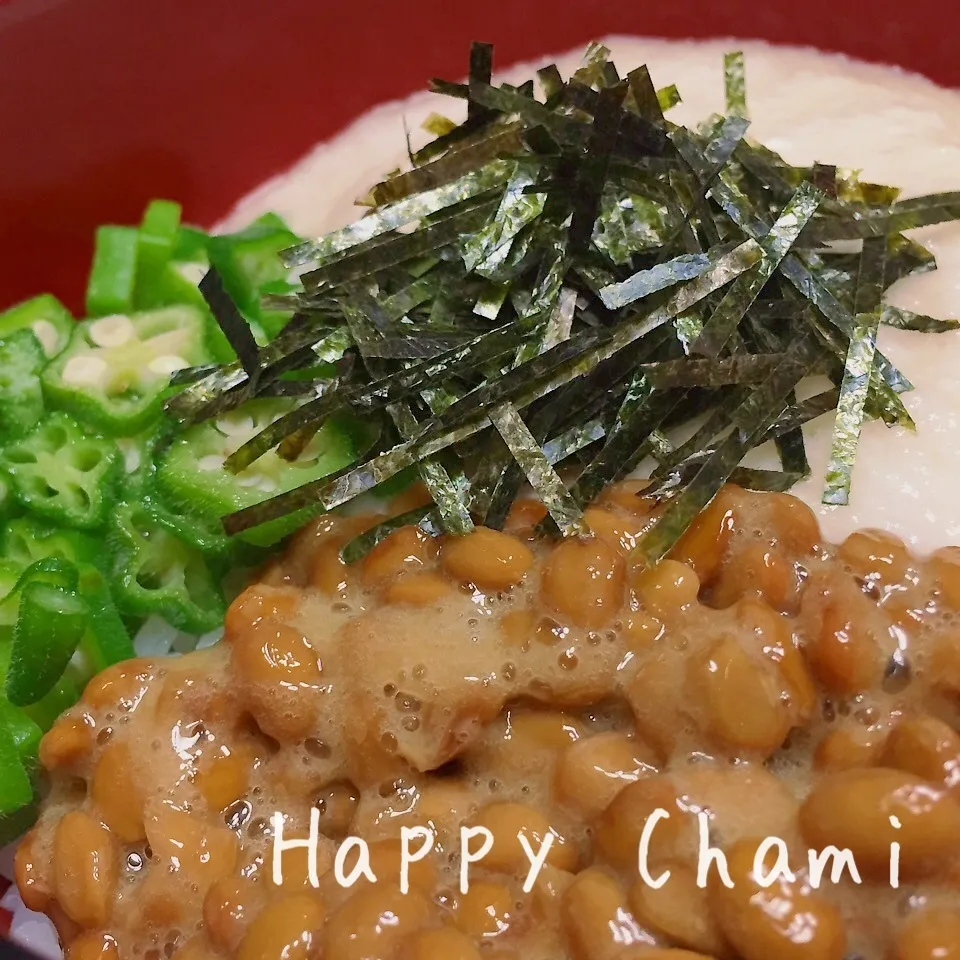 とろろ&納豆丼|chamiさん