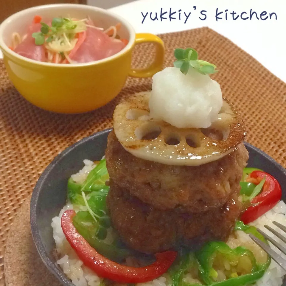 ◎アツアツ和風ロコモコ丼◎ボリューム満点だよ♡|ユッキーさん