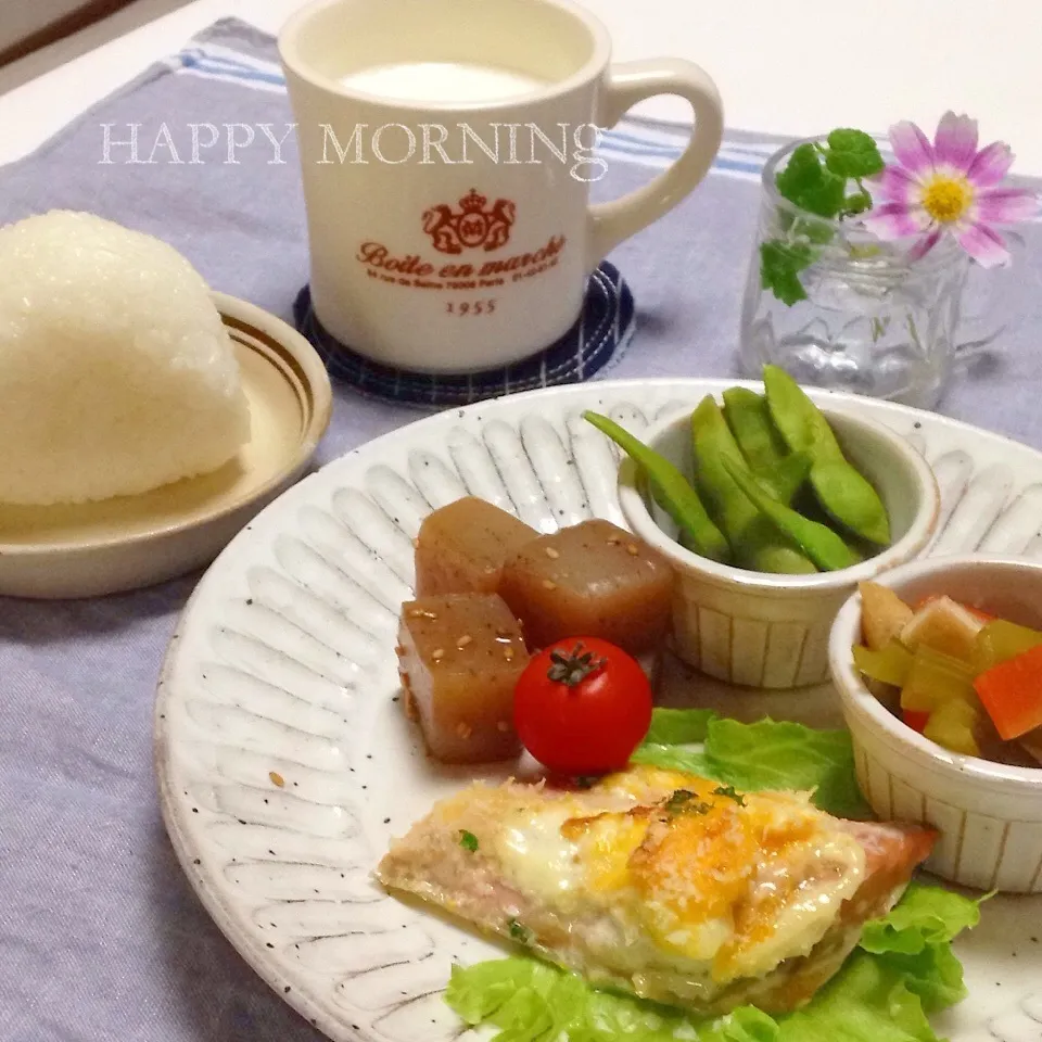 Snapdishの料理写真:◎お弁当のおかずで朝ごはん◎|ユッキーさん