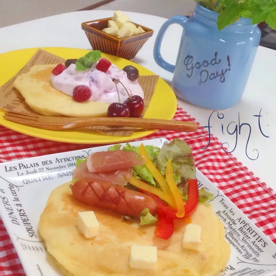 ◎甘くない⁇ヨーグルトpancake◎オヤツ⁇or晩ごはん⁇|ユッキーさん