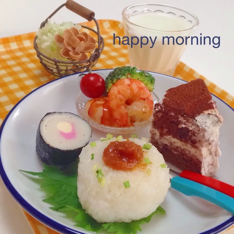 ◎鯛味噌おにぎり&エビチリマヨ◎でハッピー♡morning♪|ユッキーさん