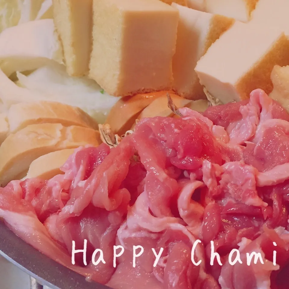 豚コマ肉ですき焼き|chamiさん